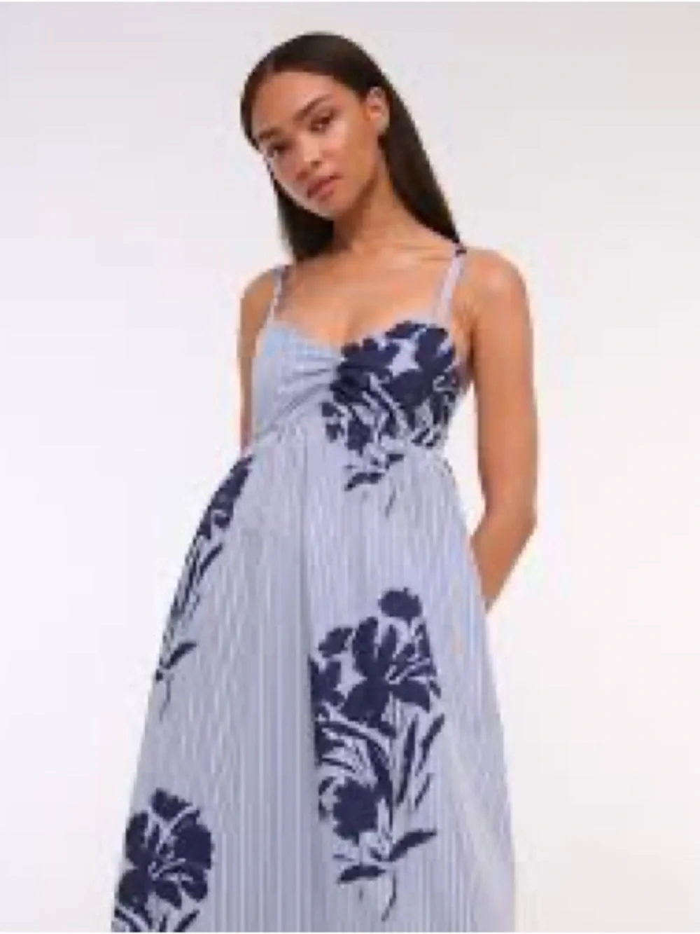 Abercrombie & Fitch Blue and Navy Floral Stripe Maxi Dress
